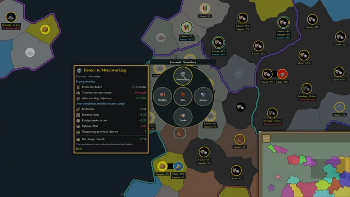 Iron Dice: Choose a new industry directly from the production map.