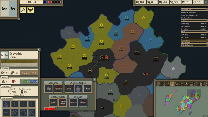 A province economy panel beside the production map